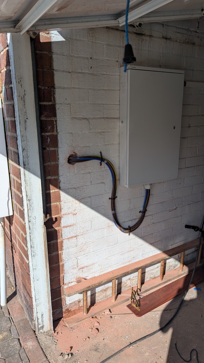 New electricity tails routed inside the garage